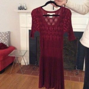 Red Knit Short Sleeve Dress